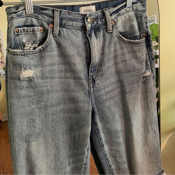Pistola Presley '90s Roller Med Wash High-Rise Distressed Jeans. - Picture 6 of 15